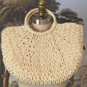 French Woven straw beach bag